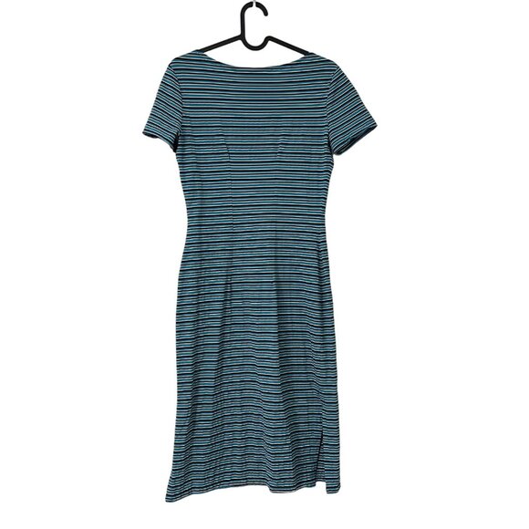 VTG Geary Roark Kamisato Blue Brown Striped Short Sleeve Midi Dress Womens XS - Picture 6 of 8